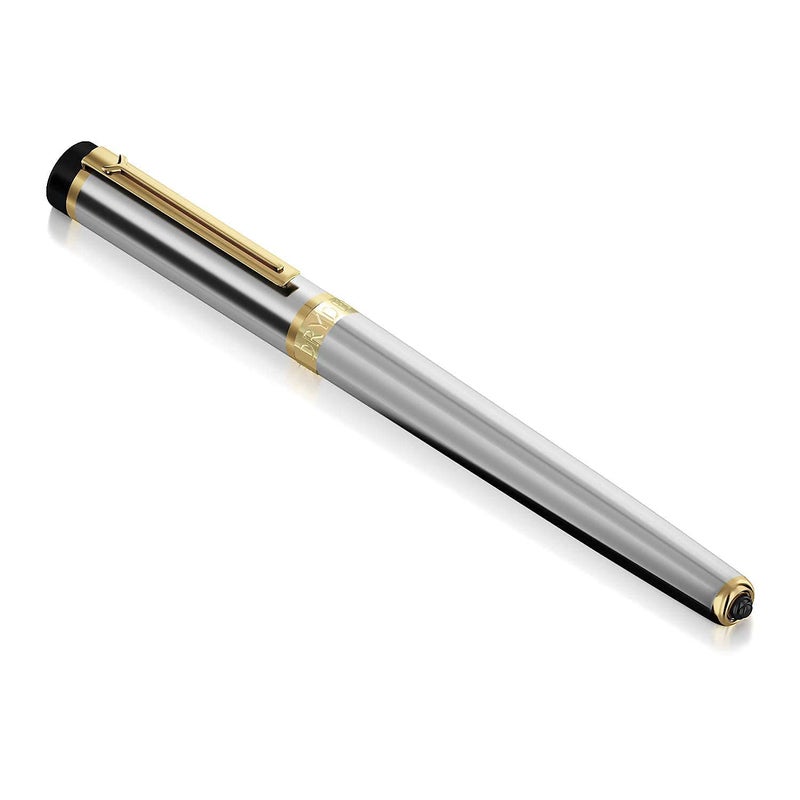 Dryden Designs Fountain Pen - Medium and Fine Nibs - Metallic Silver - Includes 24 Ink Cartridges - 12 Black and 12 Blue. - Image 5